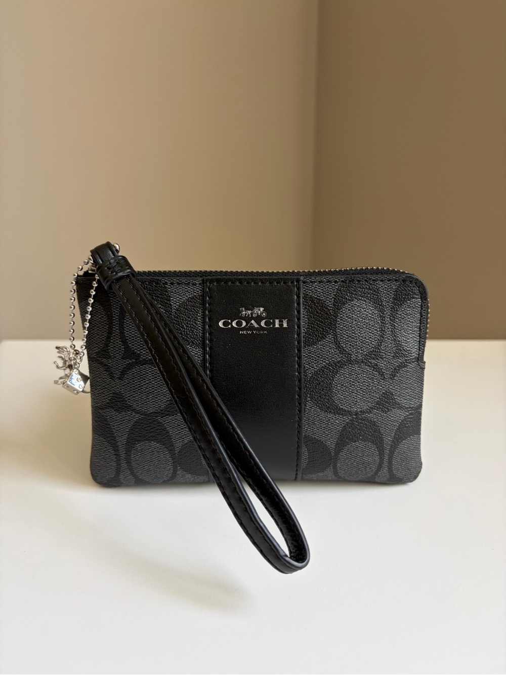 Coach Black Signature Wristlet